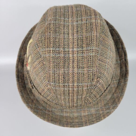 Scala Mens Classics Fedora Hats Wool Tweed Pheasant Feather Brown Size Medium - Picture 4 of 10